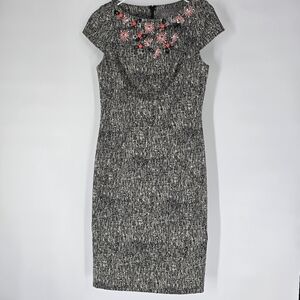 Lela Rose Cap Sleeve Embellished Sheath Dress Size 10